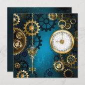 Programme Steampunk Arrière - plan turquoise avec Gears (Devant / Derrière)