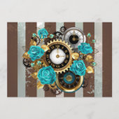 Programme Steampunk Clock and Turquoise Roses on Striped (Devant)