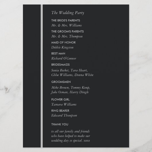 Programme Style Géométrique Simple de Mariage (Dos)