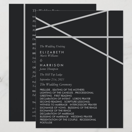 Programme Style Géométrique Simple de Mariage (Devant / Derrière)