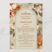 Programme Stylish Boho Rusty Ivory Sage Floral Wedding Plan (Devant)