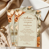 Programme Stylish Boho Rusty Ivory Sage Floral Wedding Plan