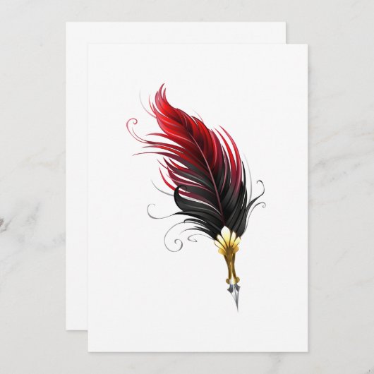 Programme Stylo rouge en plumes avec nib or (Devant / Derrière)