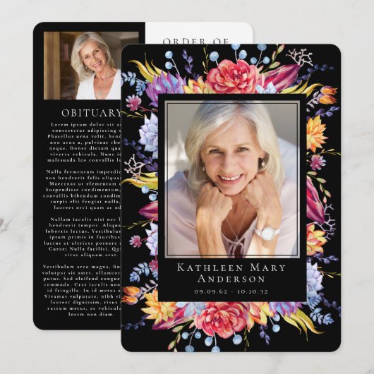 Programme Succulents Floral Photo Memorial Service (Devant / Derrière)