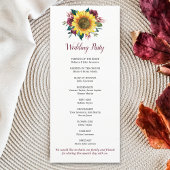 Programme Sunflower Bourgogne Floral Mariage géométrique