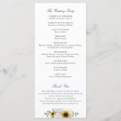 Programme Sunflower Dusty Blue Floral Rustic Wedding Program (Dos)