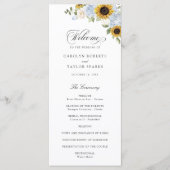 Programme Sunflower Dusty Blue Floral Rustic Wedding Program (Devant)