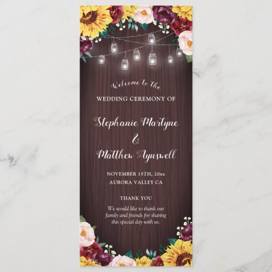 Programme Sunflower Jars Lumières Bois Bourgogne Blush Maria (Devant)