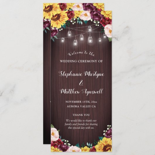 Programme Sunflower Jars Lumières Bois Bourgogne Blush Maria (Devant / Derrière)