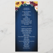 Programme Sunflower Navy Blue Jar Lumières Bourgogne Mariage (Dos)