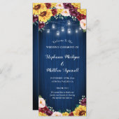 Programme Sunflower Navy Blue Jar Lumières Bourgogne Mariage (Devant / Derrière)