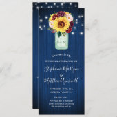 Programme Sunflower Navy Blue Mason Jar Floral Mariage (Devant / Derrière)