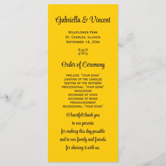 Programme Sunflower on Blue Wedding Program (Dos)