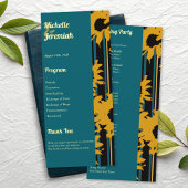 Programme Sunflower Teal Blue Gold Modern Wedding