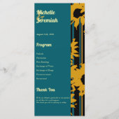 Programme Sunflower Teal Blue Gold Modern Wedding (Devant)