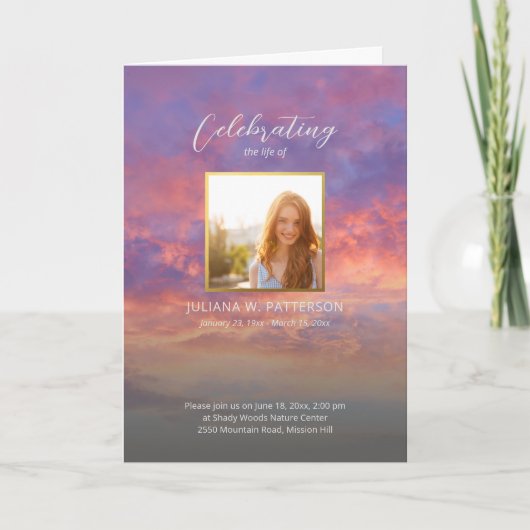 Programme Sunset Sky Photos Célébration de la vie funéraire (Devant)