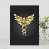Programme Symbole caducee polygonale en or (Debout devant)