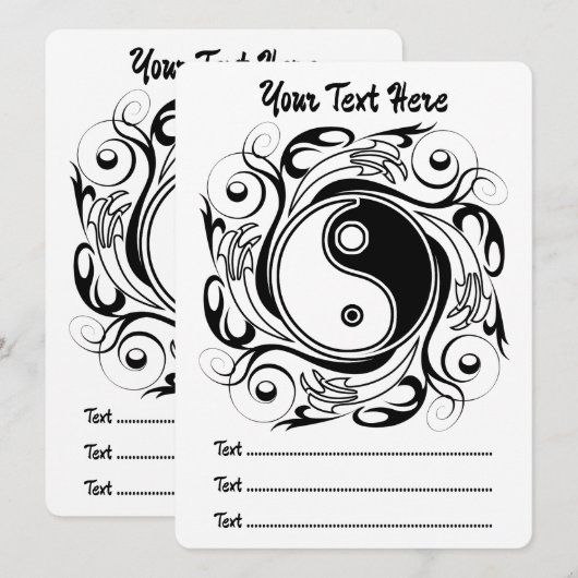 Programme Symbole Yin & Yang noir et blanc de style tatouage (Devant / Derrière)