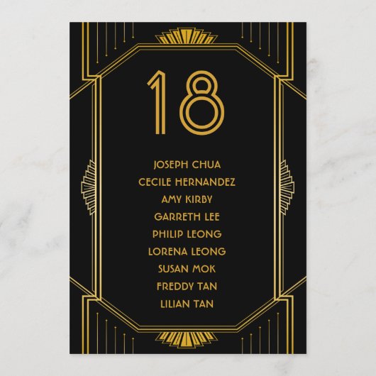 Programme Tableau Art Déco Gatsby Moderne Mariage (Dos)