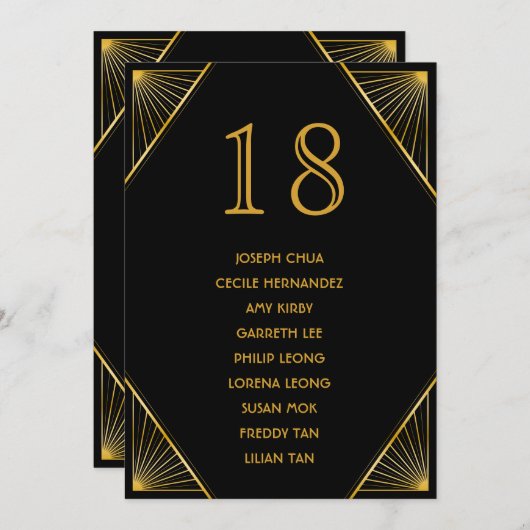Programme Tableau de sièges Mariage Art Déco Gatsby (Devant / Derrière)