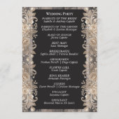 Programme Tableau noir sur bois, bordure de rose - Mariage (Dos)