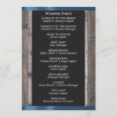 Programme Tableau noir sur bois et ruban bleu - Mariage (Dos)