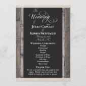 Programme Tableau noir sur bois et ruban crème - Mariage (Devant)