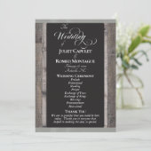 Programme Tableau noir sur bois et ruban de sauge - Mariage (Debout devant)