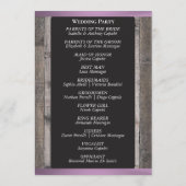 Programme Tableau noir sur bois et ruban lavande - Mariage (Dos)