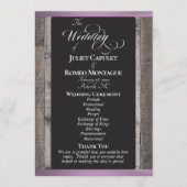 Programme Tableau noir sur bois et ruban lavande - Mariage (Devant)