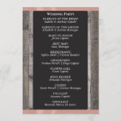 Programme Tableau noir sur bois et ruban or rose - Mariage (Dos)
