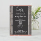 Programme Tableau noir sur bois et ruban or rose - Mariage (Debout devant)