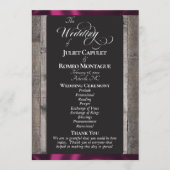 Programme Tableau noir sur bois et ruban prune - Mariage (Devant)