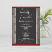 Programme Tableau noir sur bois et ruban rouge - Mariage (Debout devant)