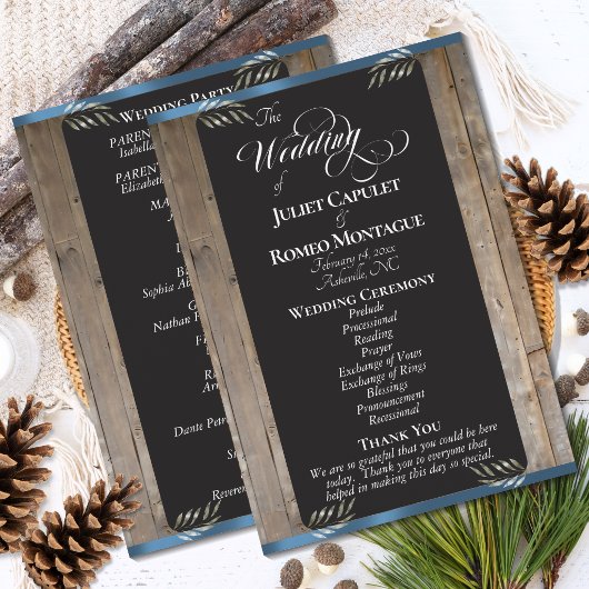 Programme Tableau noir sur bois - Mariage bleu