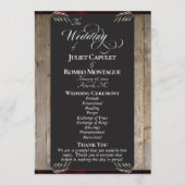 Programme Tableau noir sur bois - Mariage bordeaux (Devant)