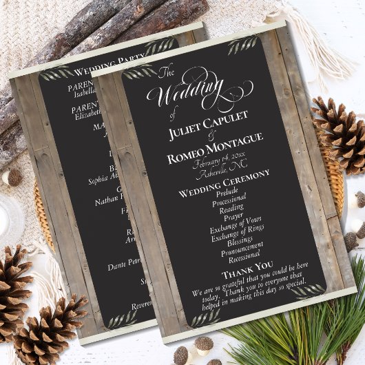 Programme Tableau noir sur bois - Mariage crème