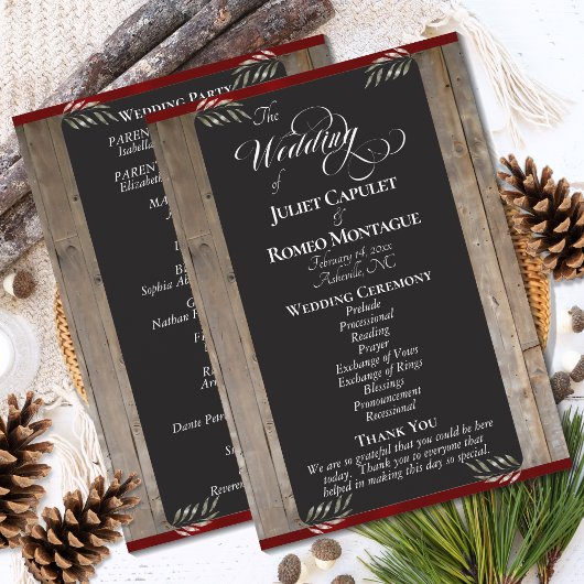 Programme Tableau noir sur bois - Mariage rouge