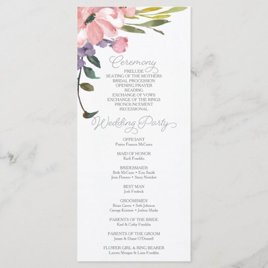 Programme Tea Rose Wedding Program (Dos)