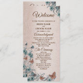 Programme Teal Silver Floral Copper Butterfly Tan Wedding (Devant / Derrière)