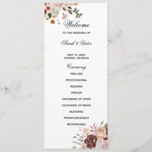 Programme Terra Cotta and Green double side program card  (Devant)