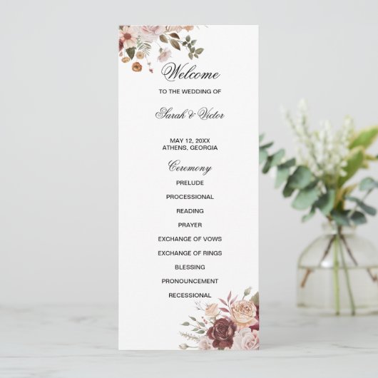 Programme Terra Cotta and Green double side program card  (Debout devant)