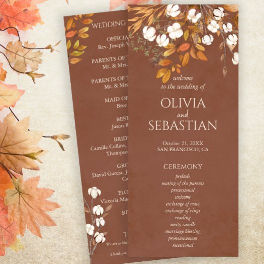 Programme Terracotta Automne quitte Boho Mariage de automne