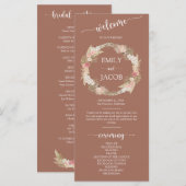 Programme Terracotta Boho Floral Wreath Mariage Flat Program (Devant / Derrière)