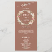 Programme Terracotta Boho Floral Wreath Mariage Flat Program (Devant)