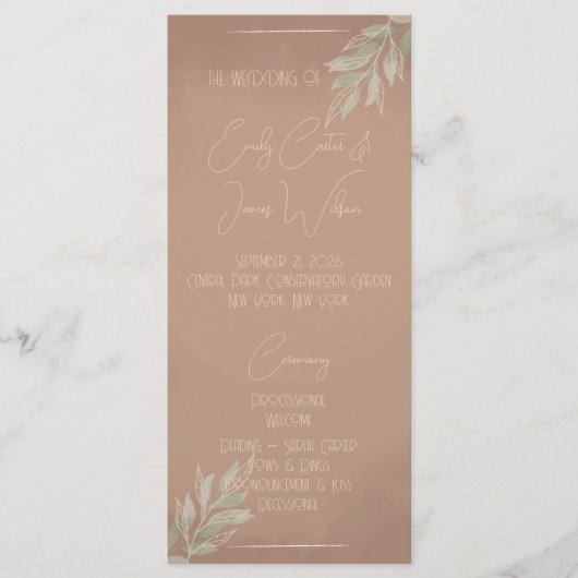 Programme Terracotta Boho Minimalist Wedding (Devant)