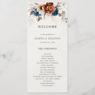 Programme Terracotta Marine Bleu Pampas Grass Mariage rustiq