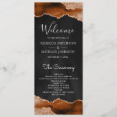 Programme Terracotta Orange Brûlée Agate Marbre Noir Mariage (Devant)