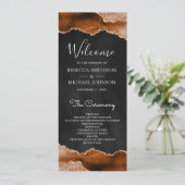 Programme Terracotta Orange Brûlée Agate Marbre Noir Mariage (Debout devant)