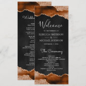 Programme Terracotta Orange Brûlée Agate Marbre Noir Mariage (Devant / Derrière)